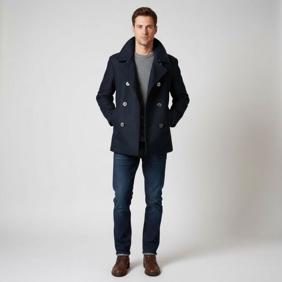 🧥 J.Crew NWOT Men’s Wool Bayswater Peacoat • Nautical Inspired • Size XL ⚓✨ - Picture 2 of 9